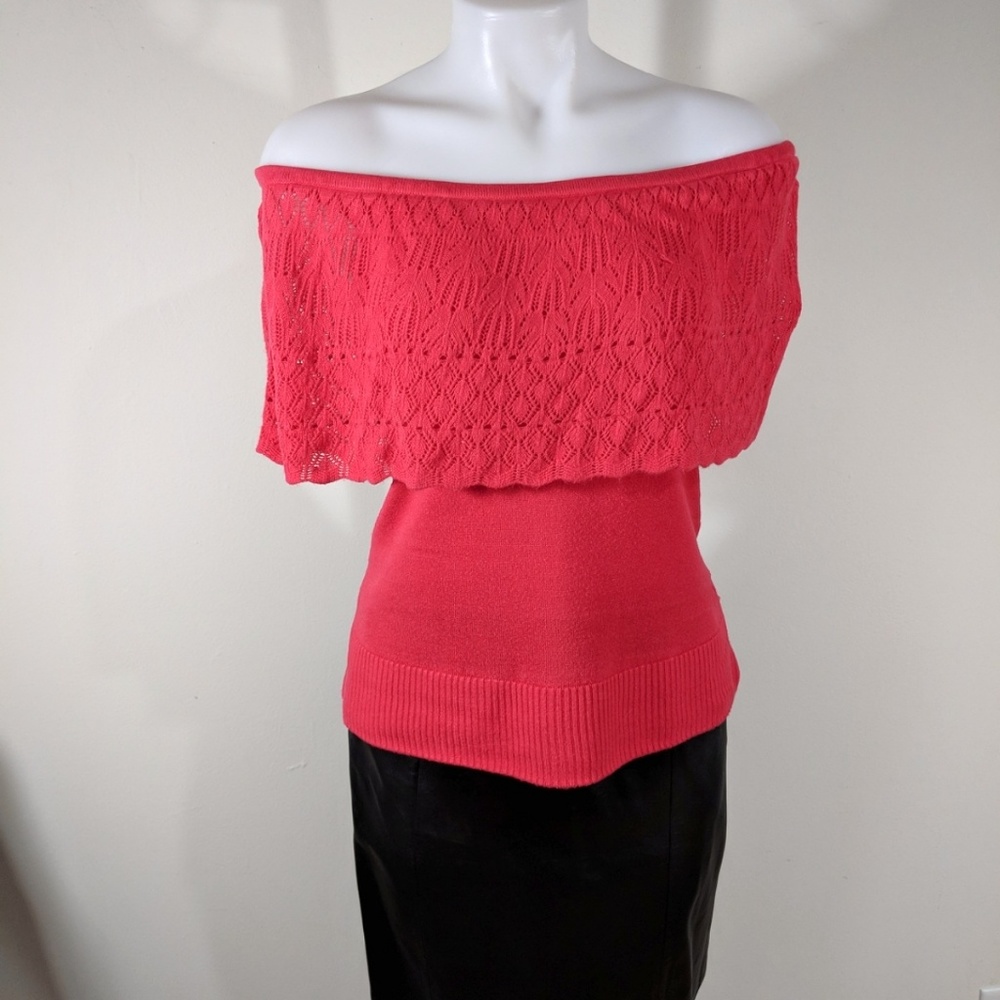 Red Off Shoulder Lightweight Sweater Size XL